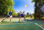 Pickleball player executing a successful third shot drop, demonstrating proper form and technique