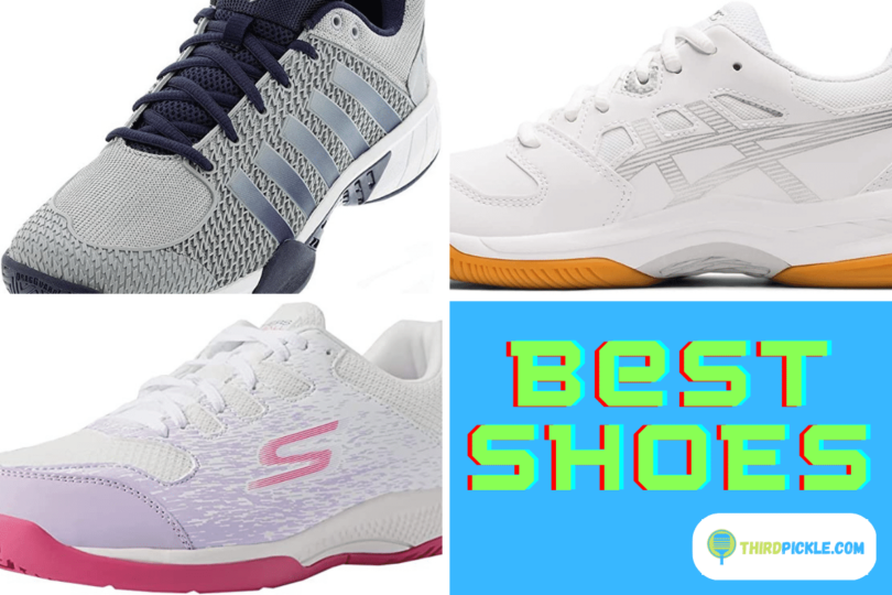 A collage of the top-rated pickleball shoes for optimal performance and comfort on the court.